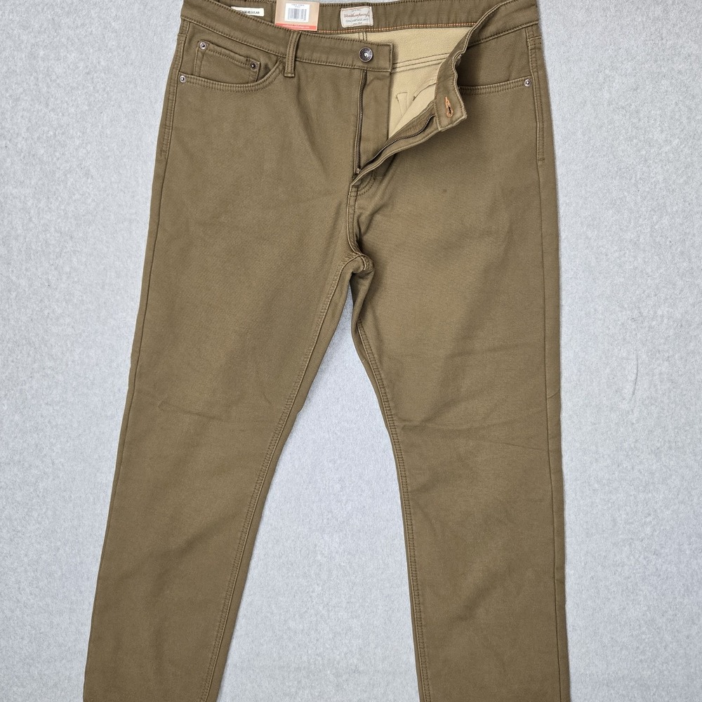 Weatherproof Vintage Men Pants 38X32 Brown Stretch Canvas Bonded Fleece NWT